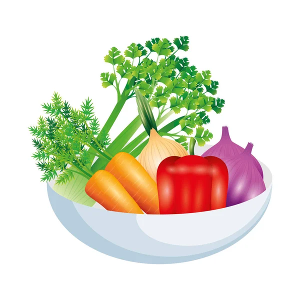 Aipo alho cenoura pimenta e cebola design vetor vegetal —  Vetores de Stock