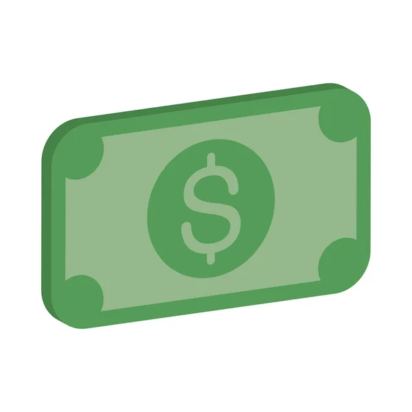 Banknot pieniądze dolar pojedynczy ikona — Wektor stockowy