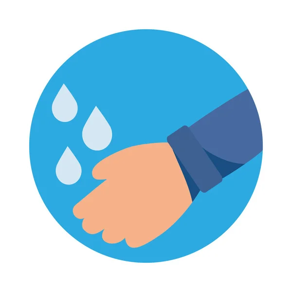 Lavaggio mani con icona isolata in acqua — Vettoriale Stock