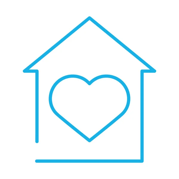 Hus fasad med hjärta stanna hemma — Stock vektor