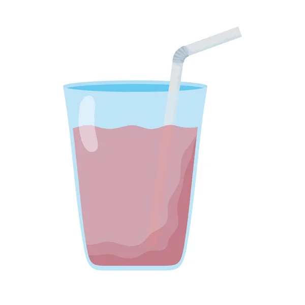 Fruto de suco em xícara com palha — Vetor de Stock