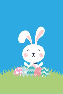 Yumurtalı şirin tavşan Mutlu Paskalya karakteri