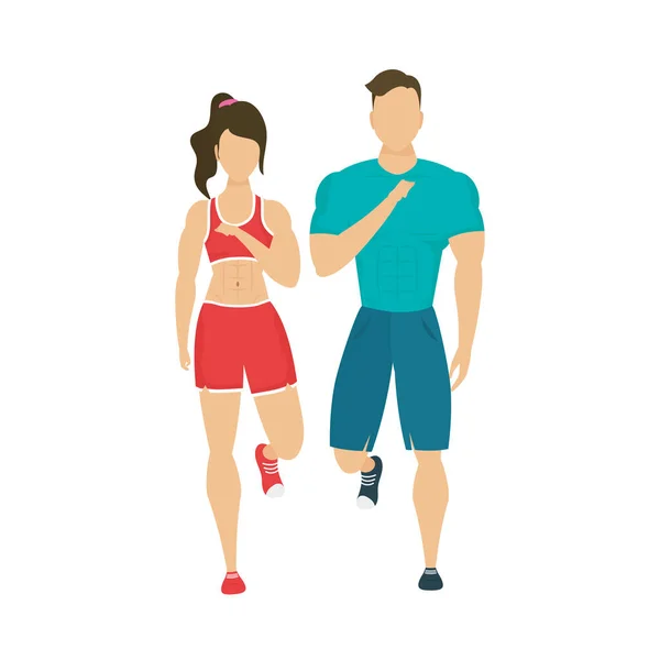 Молодая сильная пара спортивный здоровый образ жизни — стоковый вектор