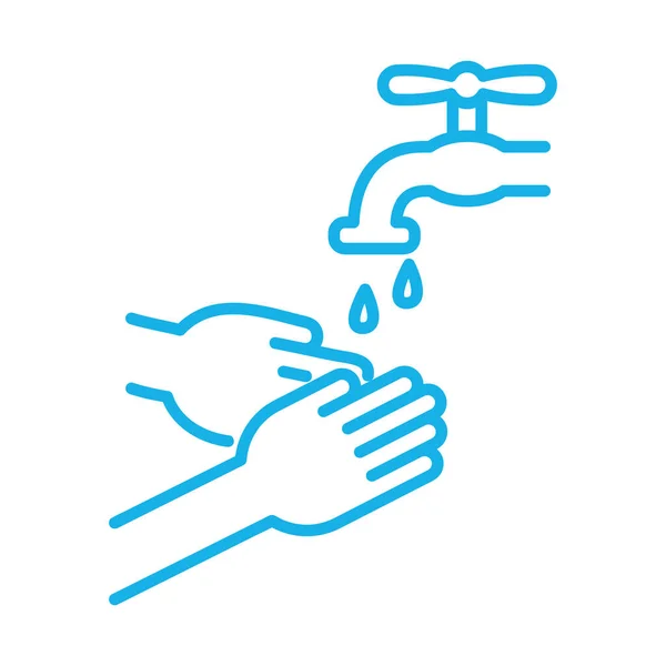 Lavar as mãos em faucet ícone de estilo linha —  Vetores de Stock