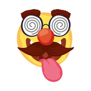 Bıyıklı ve gözlüklü çılgın emoji suratlı