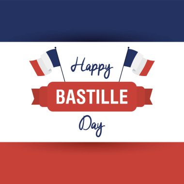 Fransa bayraklı Bastille Günü kutlama kartı