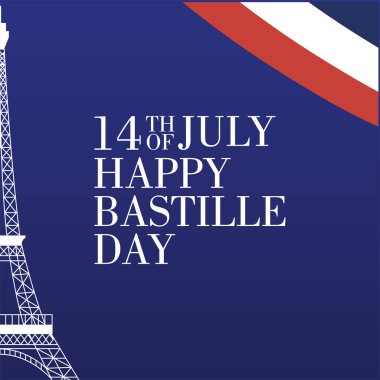 Eyfel Kulesi ile Bastille Günü kutlama kartı