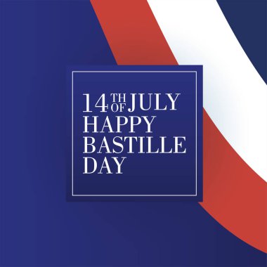 Fransa bayrağıyla Bastille Günü kutlama kartı