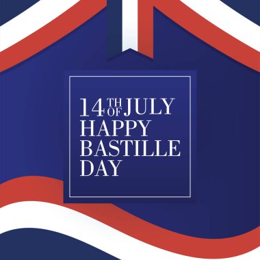 Fransa bayrağıyla Bastille Günü kutlama kartı