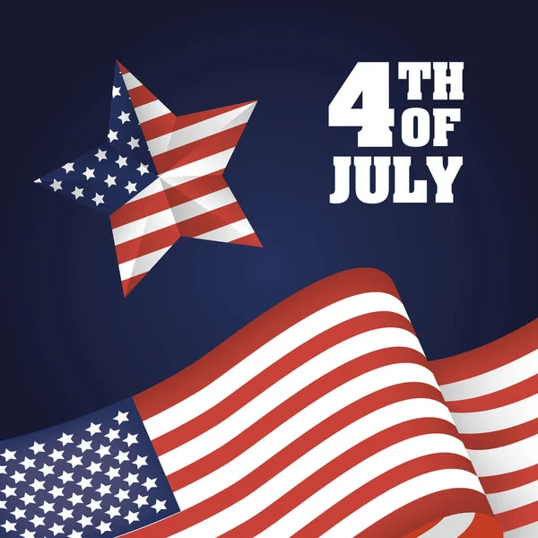 Gwiazda Usa i flaga projektu wektora 4 lipca — Wektor stockowy