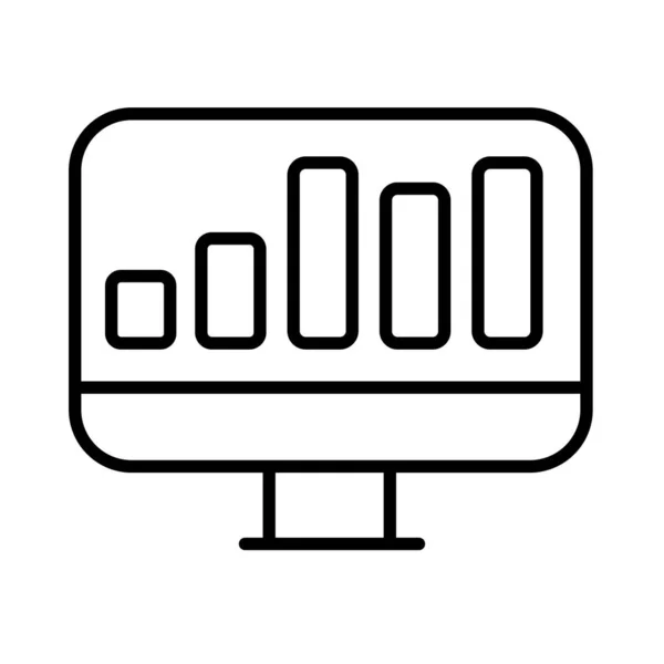 Desktop-Computer mit Statistik-Balken Linienstil — Stockvektor
