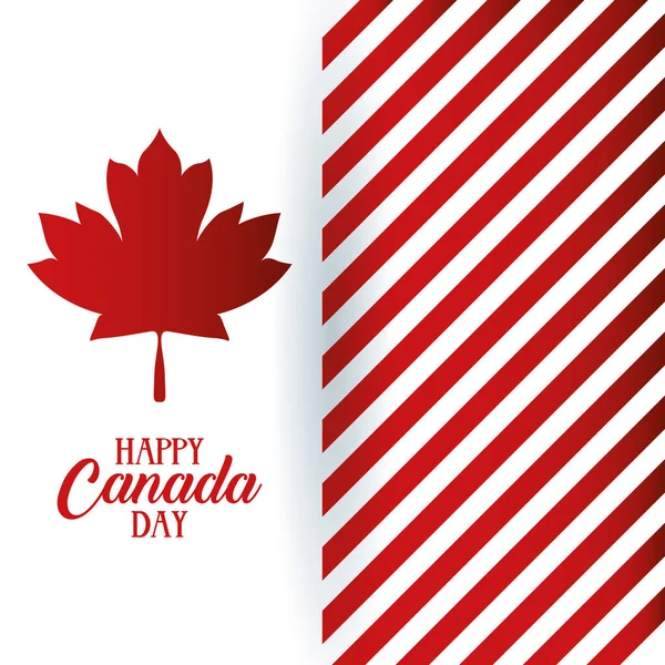 Canada scheda giorno celebrazione con foglia d'acero e strisce — Vettoriale Stock