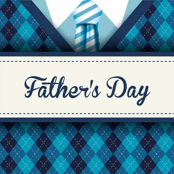 Gestreepte stropdas op pullover van vaders dag vector ontwerp — Stockvector