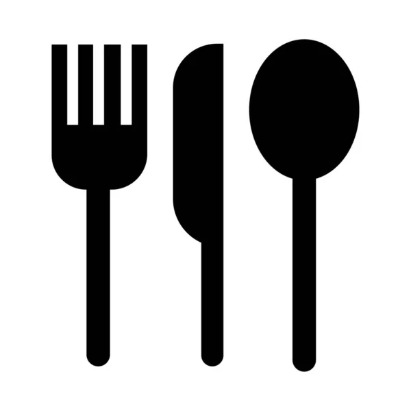 Couteau avec fourchette et cuillère style ligne de couverts — Image vectorielle