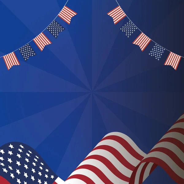 7月4日矢量设计的Usa旗和横幅 — 图库矢量图片