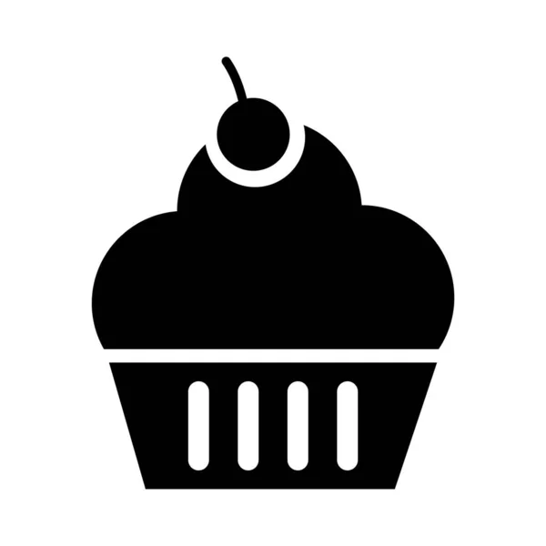 Sladký cupcake silueta styl ikona — Stockový vektor