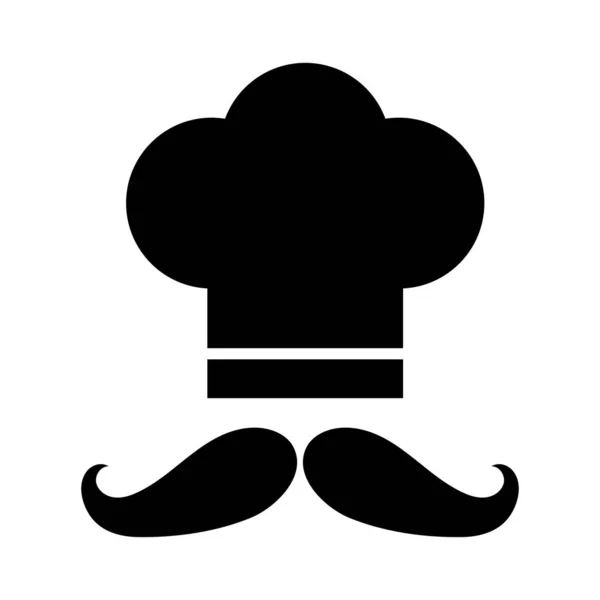 Chapéu de chef com ícone de estilo silhueta bigode —  Vetores de Stock