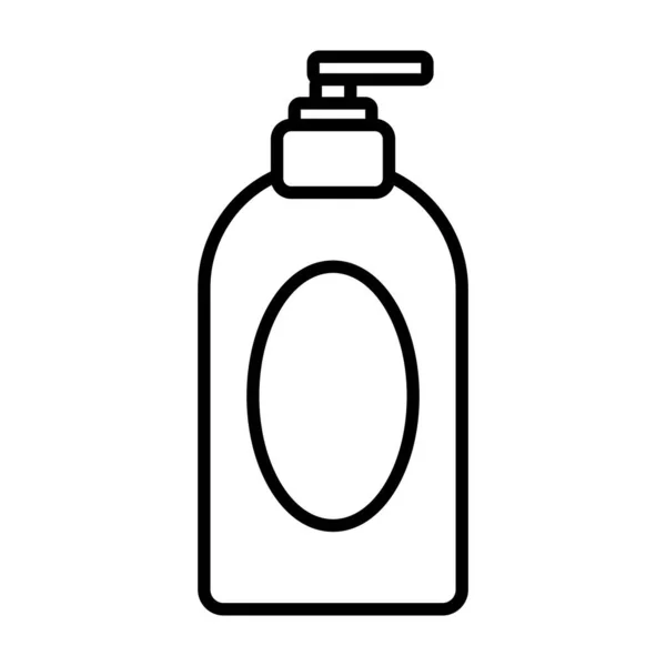 Produit de bouteille en plastique désinfectant avec le style de ligne de distributeur de poussée — Image vectorielle