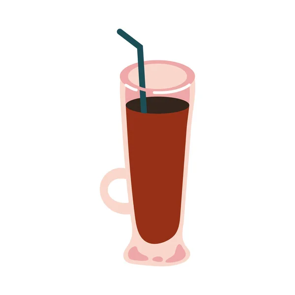 Ice coffee in cup drink free form style icon — стоковый вектор