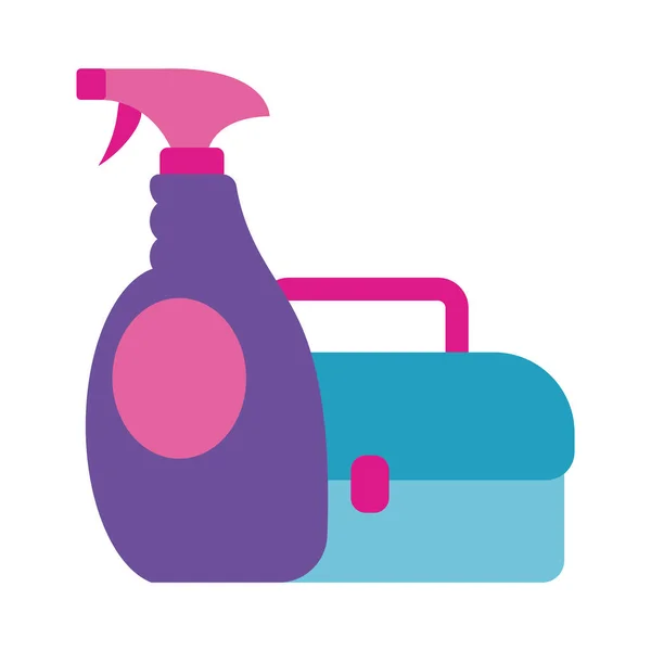 Disinfectant spray bottle and box flat style — Stock Vector