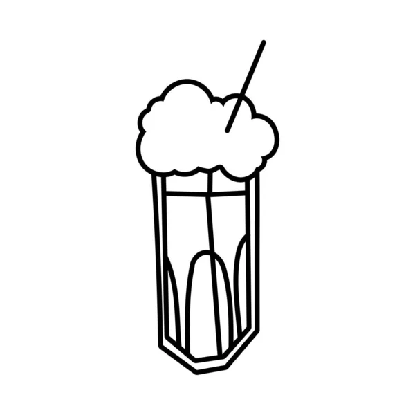 Ledová káva v sklenice nápoj linka styl ikony — Stockový vektor