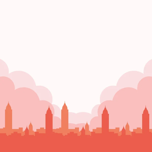 Design vettoriale silhouette edifici della città rossa — Vettoriale Stock