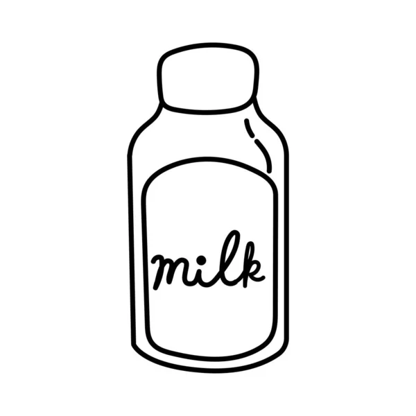 Leche en la línea del frasco icono de estilo — Vector de stock