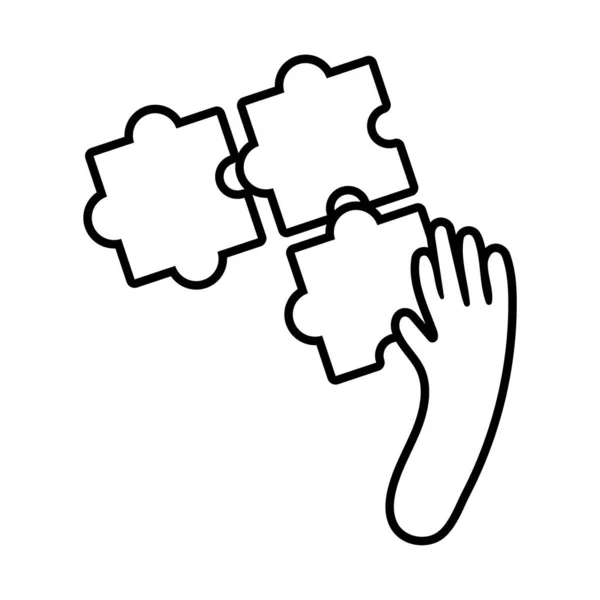 Tangan dengan gaya garis puzzle - Stok Vektor