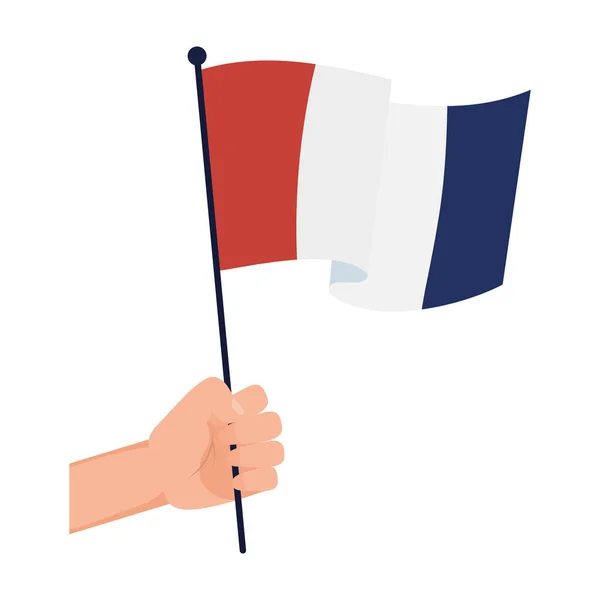 Σημαία χειρός της Γαλλίας ευτυχής bastille ημέρα διάνυσμα σχεδιασμό — Διανυσματικό Αρχείο