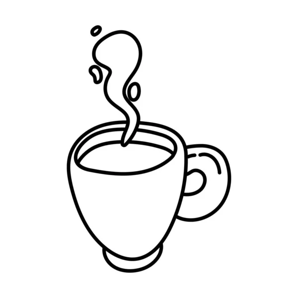 Taza de café bebida línea estilo icono — Vector de stock