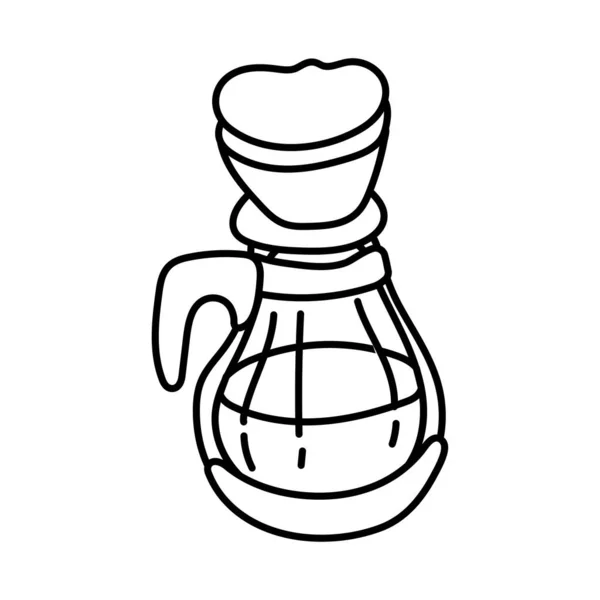 Café en la tetera línea de bebidas icono de estilo — Vector de stock