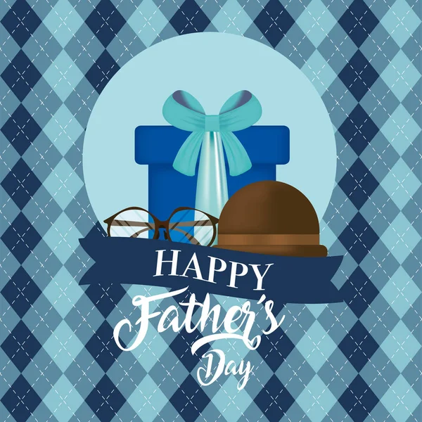 Glasses gift and hat of fathers day vector design — Stock Vector