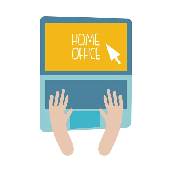 Ноутбук онлайн с домашним офисом плоский стиль — стоковый вектор