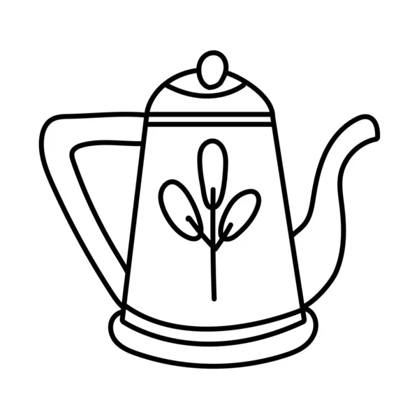 Café en la tetera línea de bebidas icono de estilo — Archivo Imágenes Vectoriales