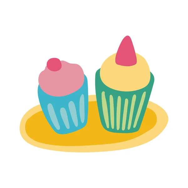 Doce cupcakes ícone de estilo plano — Vetor de Stock