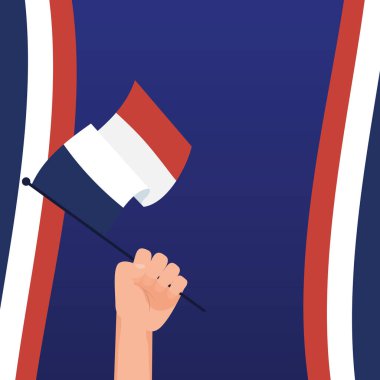 Mutlu Bastille Günü vektör tasarımının el ele tutuşması