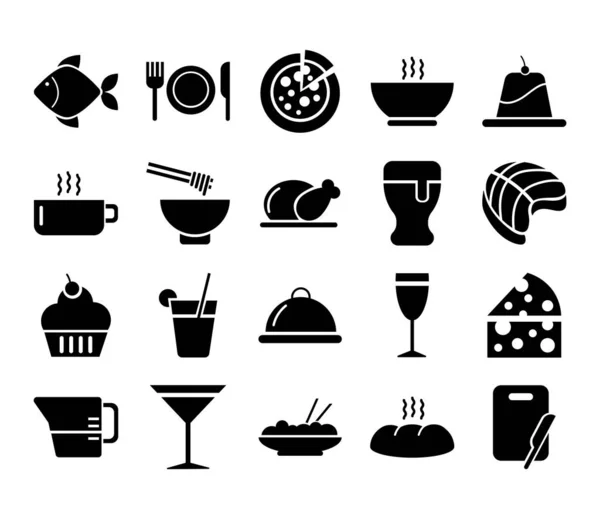 Iconos de café y restaurante conjunto — Vector de stock