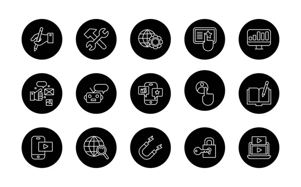 Set of digital contents icons — Stock Vector