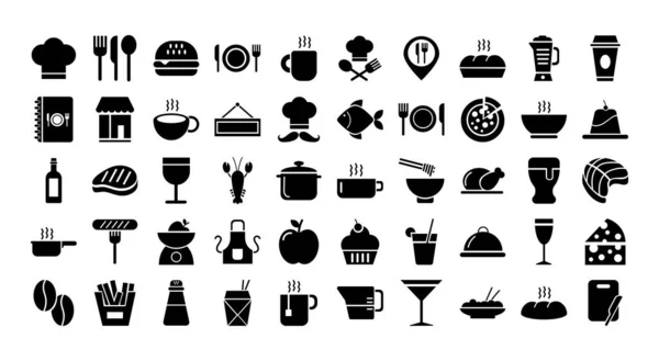 Koffie en restaurant set pictogrammen — Stockvector