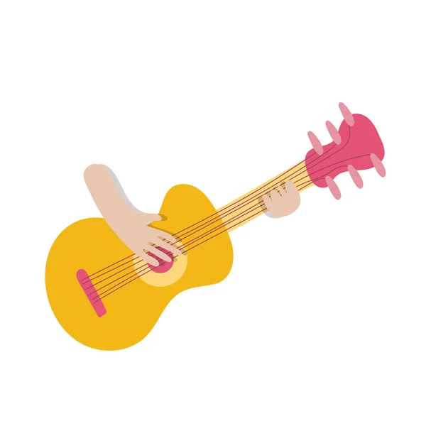 Mains jouant de la guitare instrument icône — Image vectorielle