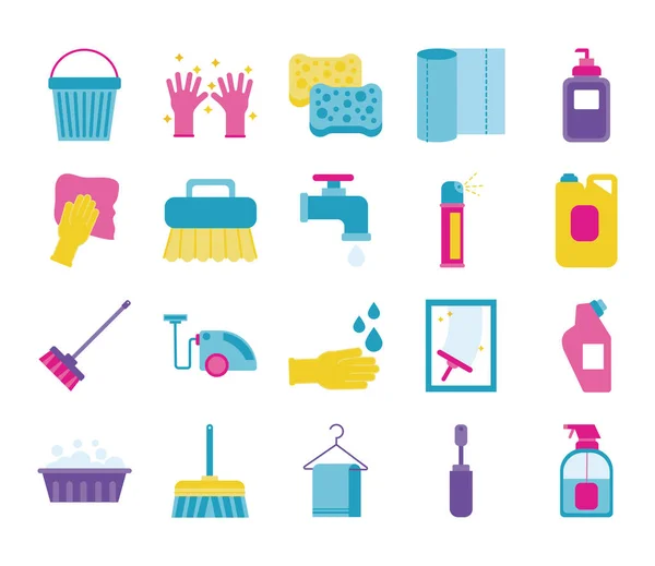 Καθαρισμός και απολύμανση set icons — Διανυσματικό Αρχείο
