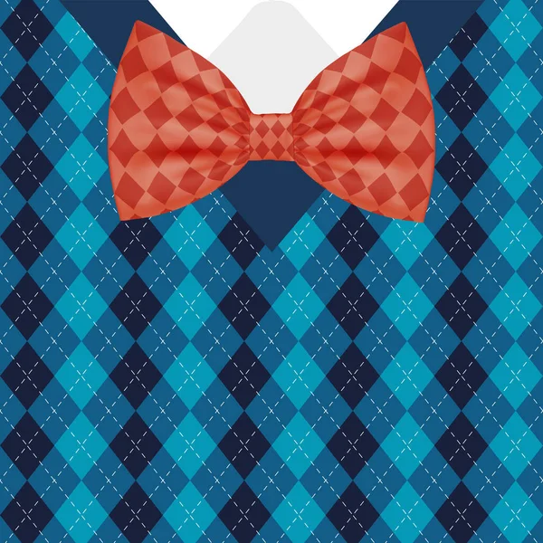 Bowtie masculino no projeto do vetor pulôver — Vetor de Stock