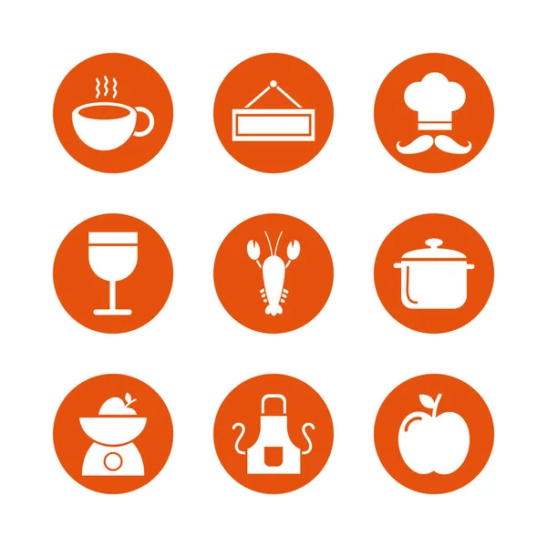 Iconos de café y restaurante conjunto — Vector de stock