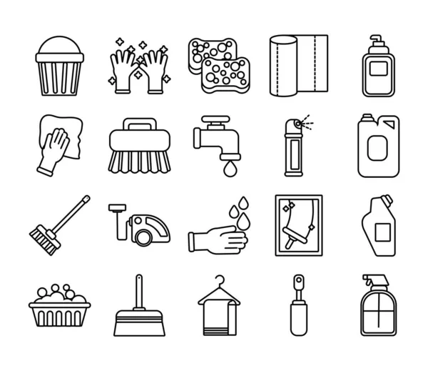 Icônes ensemble nettoyage et désinfection — Image vectorielle