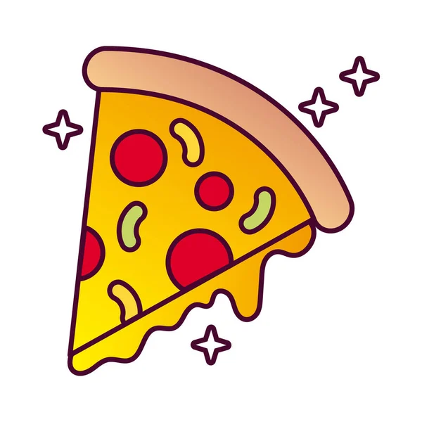 Deliciosa pizza italiana comida rápida icono de estilo detallado — Vector de stock