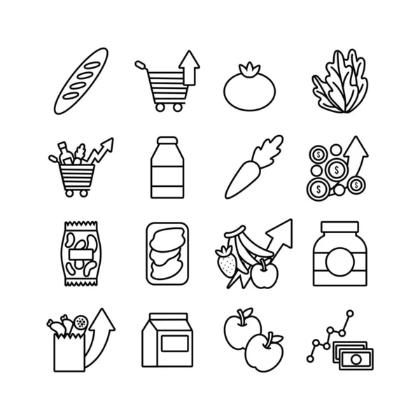 Bundle of commodity basket icons — Stock Vector