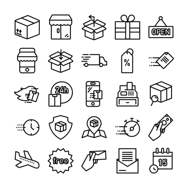 Paquete de iconos conjunto de entrega — Vector de stock