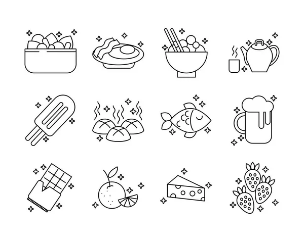 Связка икон питательных пищевых наборов — стоковый вектор