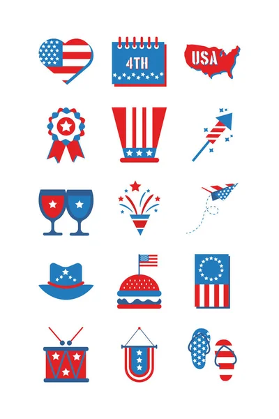 Bundle of independence day usa icons — Stock Vector