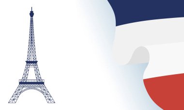 Fransa Eyfel Kulesi Mutlu Bastille Günü vektör tasarımı bayrağı